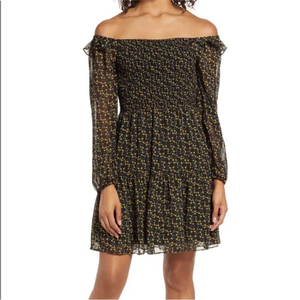 NWOT Sam Edelman Long Sleeve Off The Shoulder Floral Smock Dress - 0